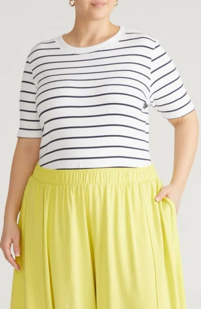 Universal Standard Classic Rib Short Sleeve Top In White