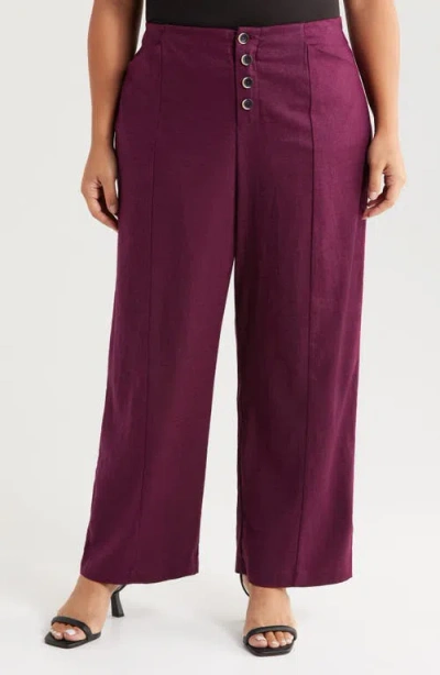 Universal Standard Coastal Midweight High Waist Linen Blend Pants In Elderberry