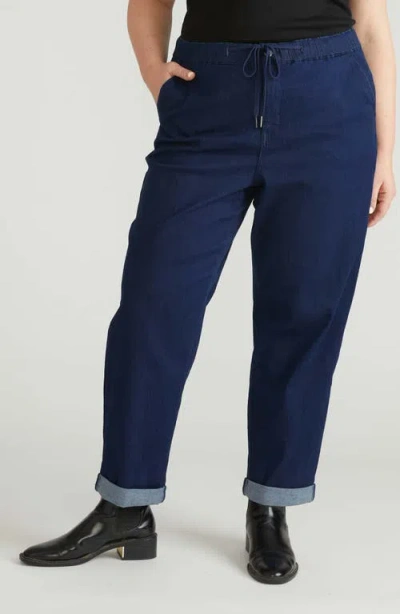 Universal Standard Comfort Denim Cuff Wide Leg Drawstring Pants In Blue