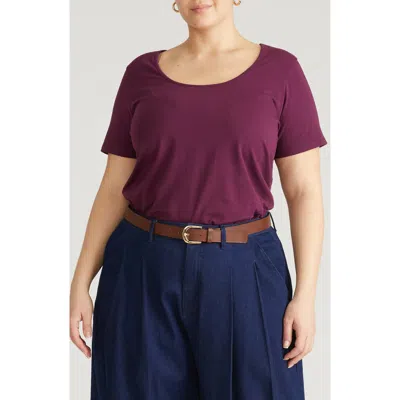 Universal Standard Cool Stretch Cotton Jersey T-shirt In Burgundy