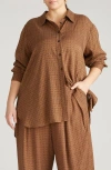 Universal Standard Cooling Oversize Button-up Shirt In Blue