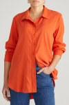 Universal Standard Cooling Oversize Button-up Shirt In Orange