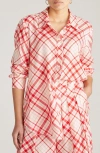 Universal Standard Cooling Oversize Button-up Shirt In Red