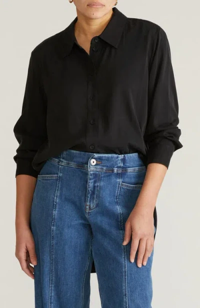 Universal Standard Cooling Oversize Button-up Shirt In Black