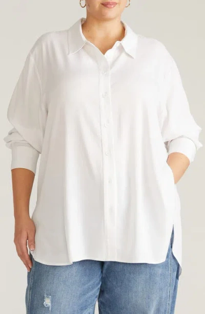 Universal Standard Cooling Oversize Button-up Shirt In White
