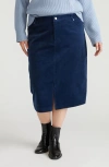Universal Standard Corduroy Midi Skirt In Blue