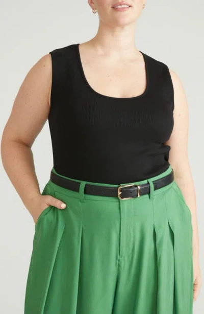Universal Standard Daisy Ribbed Scoop Neck Tank In Black