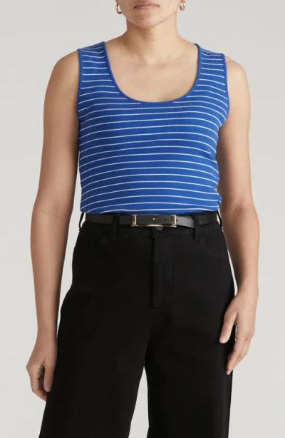 Universal Standard Daisy Ribbed Scoop Neck Tank In Blue