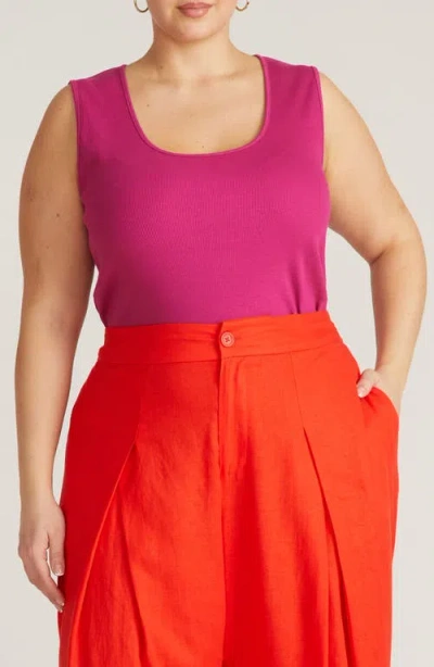 Universal Standard Daisy Ribbed Scoop Neck Tank In Pink