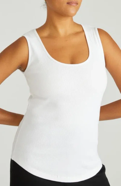 Universal Standard Daisy Ribbed Scoop Neck Tank In White