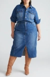 Universal Standard Dakota Long Sleeve Denim Midi Shirtdress In Princeton Blue