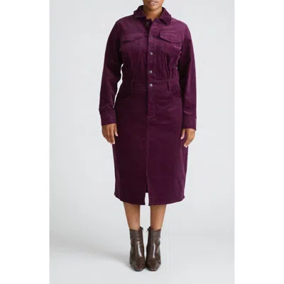Universal Standard Dakota Long Sleeve Stretch Corduroy Shirtdress In Violette