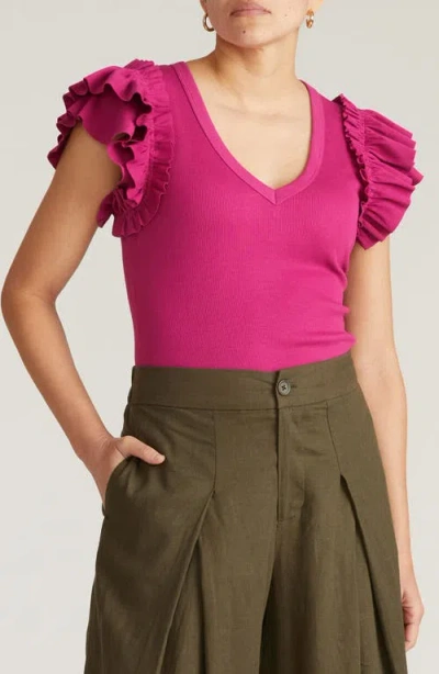 Universal Standard Debbie Ruffle Sleeve Top In Pink
