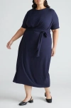 Universal Standard Delilah Tie Waist Midi Dress In Blue