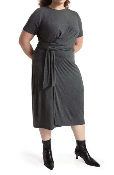 Universal Standard Delilah Tie Waist Midi Dress In Gray