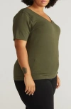 Universal Standard Double V-neck T-shirt In Nori