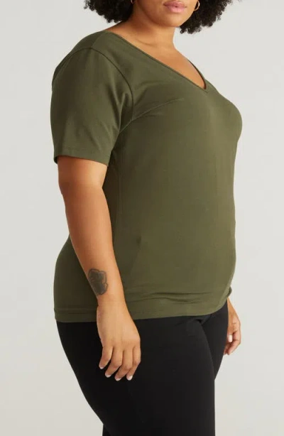 Universal Standard Double V-neck T-shirt In Nori