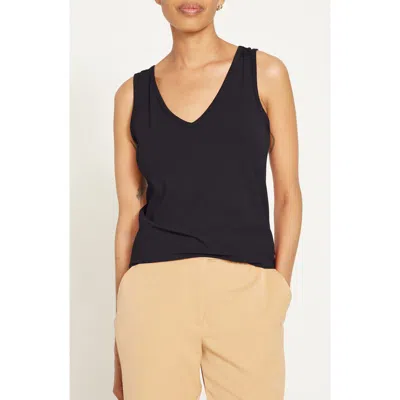 Universal Standard Double V Stretch Cotton Tank In Black