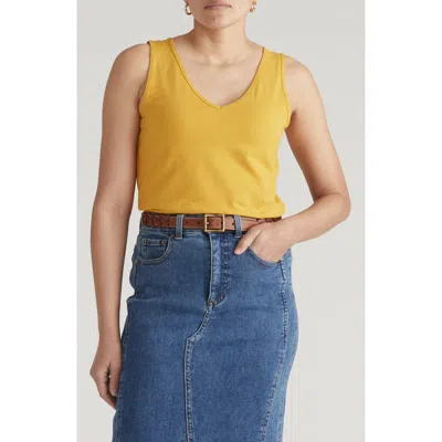 Universal Standard Double V Stretch Cotton Tank In Yellow