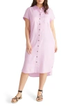 Universal Standard Dune Linen Blend Midi Shirtdress In Pink