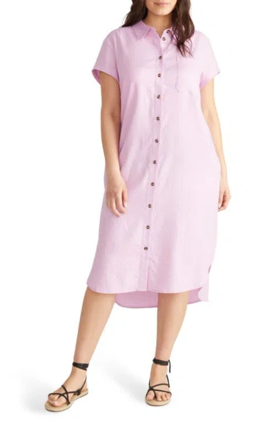 Universal Standard Dune Linen Blend Midi Shirtdress In Lilac