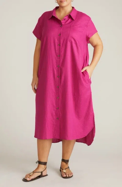 Universal Standard Dune Linen Blend Midi Shirtdress In Pink