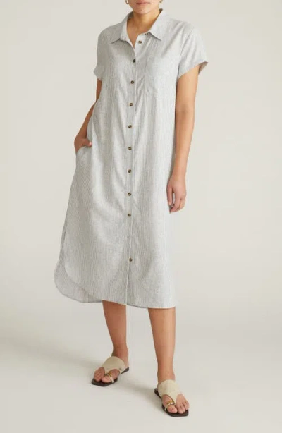 Universal Standard Dune Linen Blend Midi Shirtdress In White