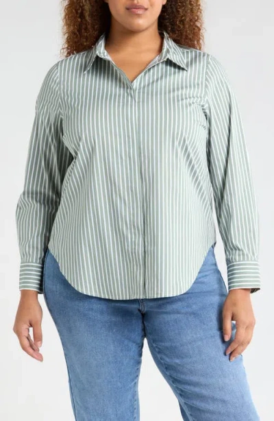 Universal Standard Elbe Classic Fit Button-up Shirt In Green