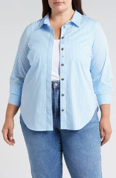 Universal Standard Elbe Classic Fit Button-up Shirt In Blue