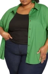 Universal Standard Elbe Classic Fit Button-up Shirt In Green