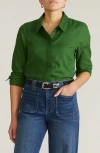 Universal Standard Elbe Long Sleeve Button-up Shirt In Green