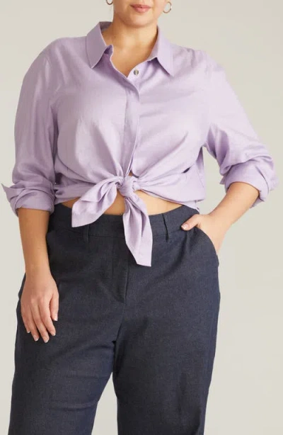 Universal Standard Elbe Long Sleeve Button-up Shirt In Purple