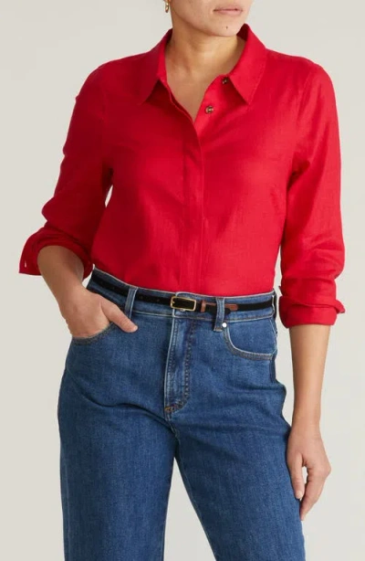 Universal Standard Elbe Long Sleeve Button-up Shirt In Red