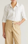 Universal Standard Elbe Long Sleeve Button-up Shirt In White