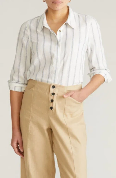 Universal Standard Elbe Long Sleeve Button-up Shirt In White