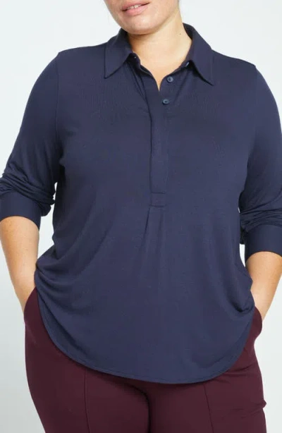 Universal Standard Elbe Popover Shirt In Blue