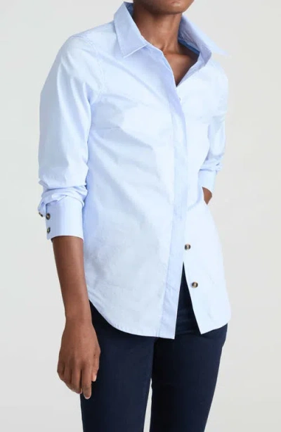 Universal Standard Elbe Stretch Poplin Button-up Shirt In Blue