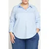 Universal Standard Elbe Stretch Poplin Shirt In Blue