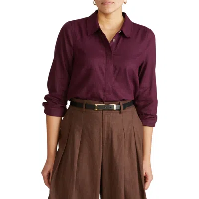 Universal Standard Elbe Stretch Shirt In Purple