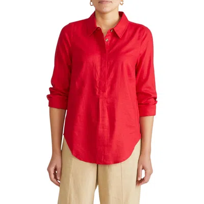 Universal Standard Elbe Stretch Shirt In Red