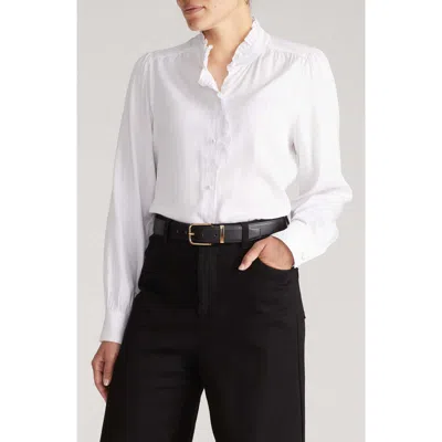 Universal Standard Endora Ruffle Trim Button-up Shirt In White