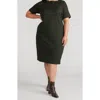 Universal Standard Envelope Neck Ponte Dress In Forest Houndstooth