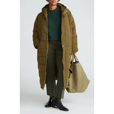 Universal Standard Everest 2 Hooded Long Puffer Coat In Custom Fern