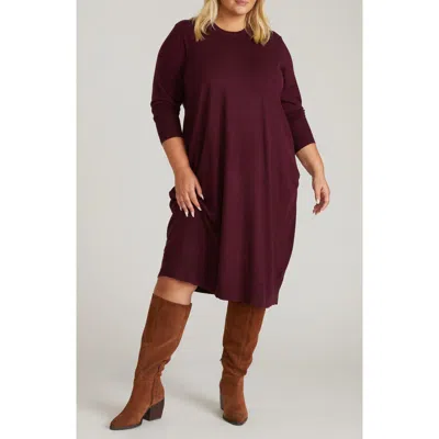 Universal Standard Everyday Long Sleeve Midi Sweater Dress In Burgundy