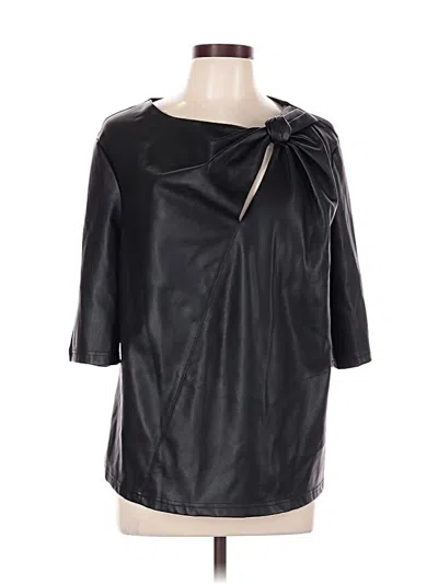Pre-owned Universal Standard Faux Leather Top Black One Shoulder Neckline Tops