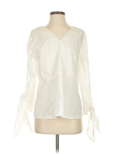 Pre-owned Universal Standard For J.crew Long Sleeve Blouse In White