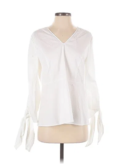Pre-owned Universal Standard For J.crew Long Sleeve Blouse In White