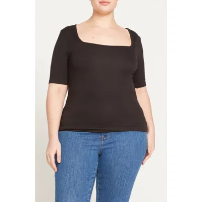 Universal Standard Foundation Short Sleeve Top In Black