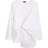 Universal Standard Front Wrap Poplin Shirt In White