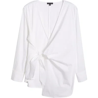 Universal Standard Front Wrap Poplin Shirt In White